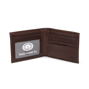 Tumbled Glove Leather Billfold Wallet - Brown