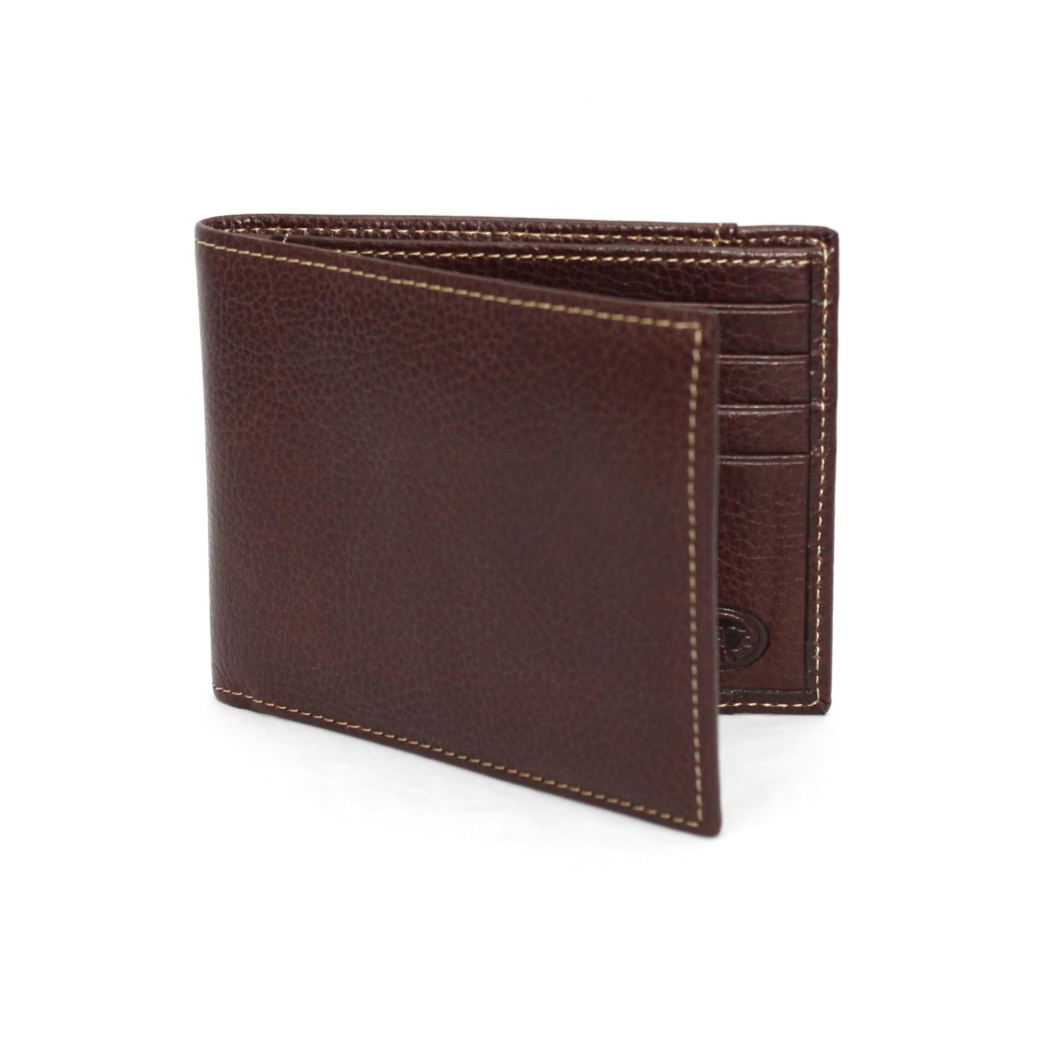 Tumbled Glove Leather Billfold Wallet - Brown