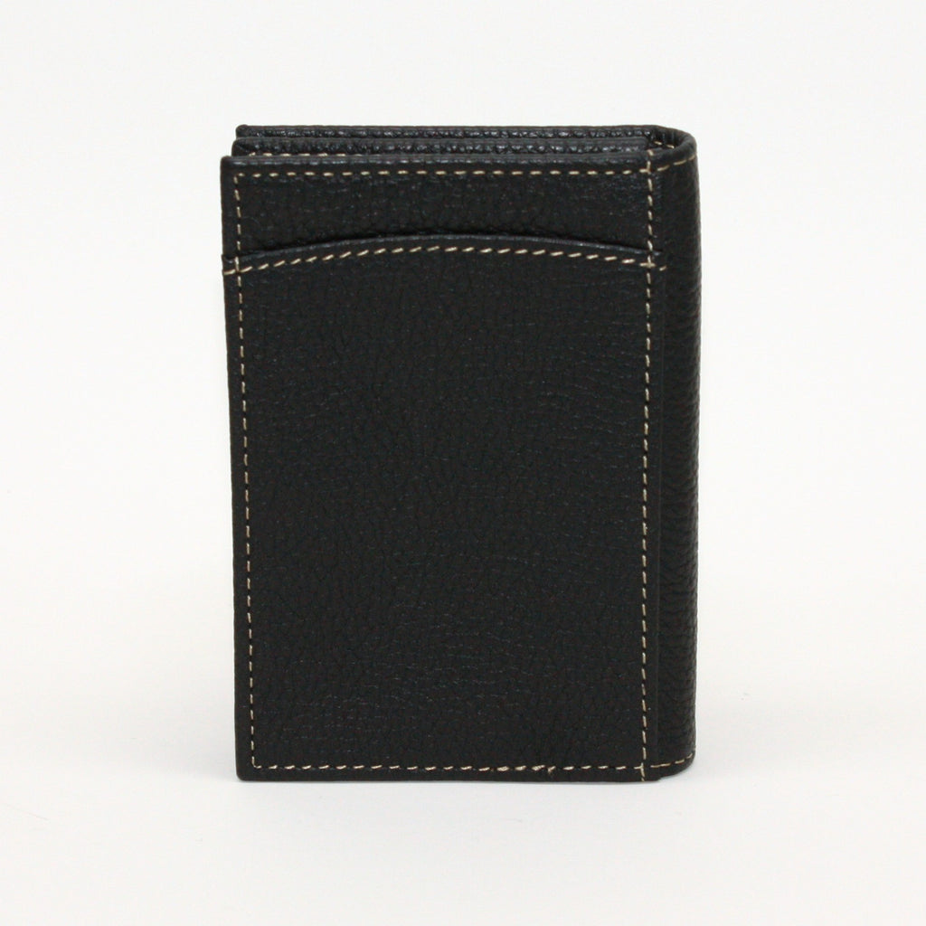 Tumbled Glove Leather Gusseted Card Case - Black