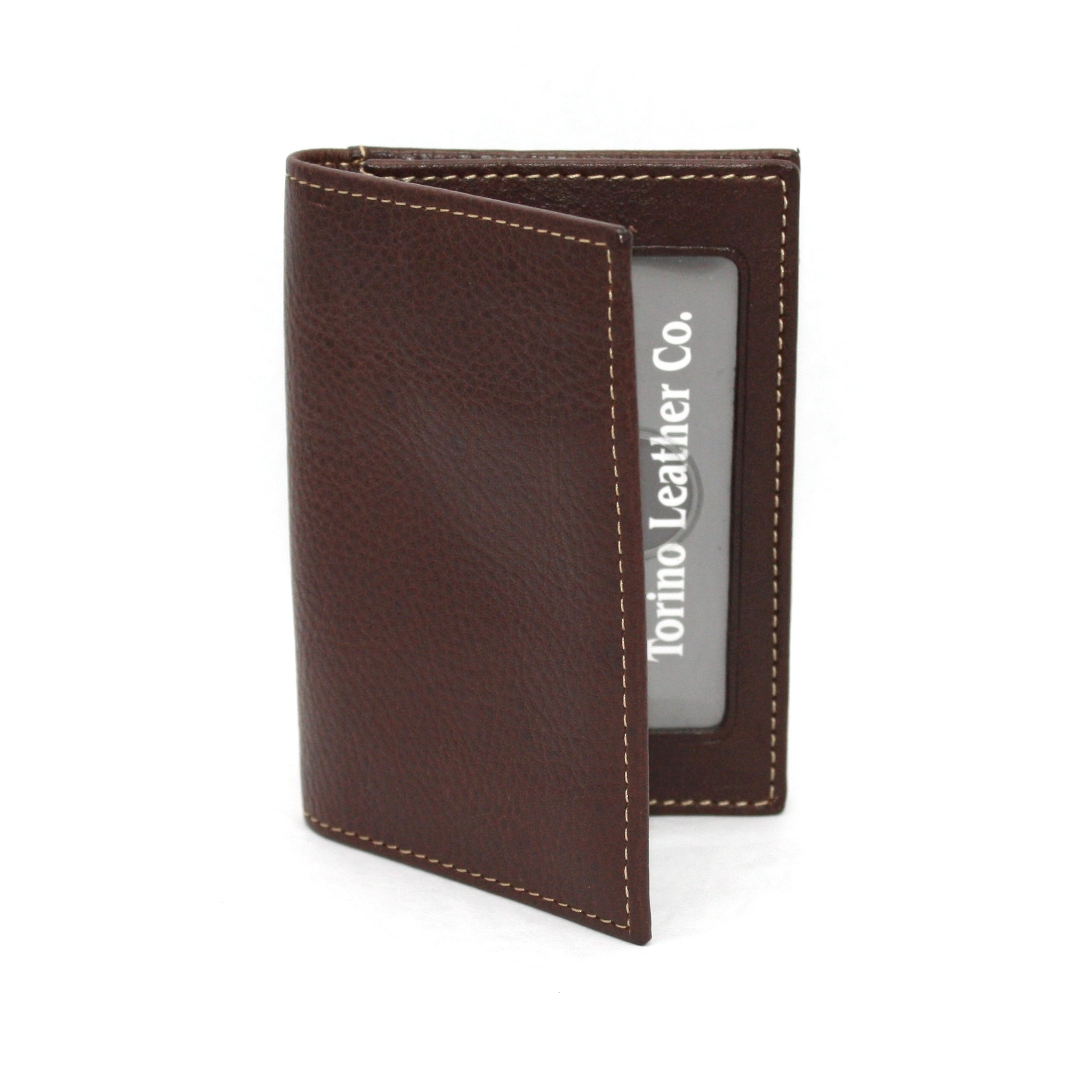 Tumbled Glove Leather Gusseted Card Case - Brown