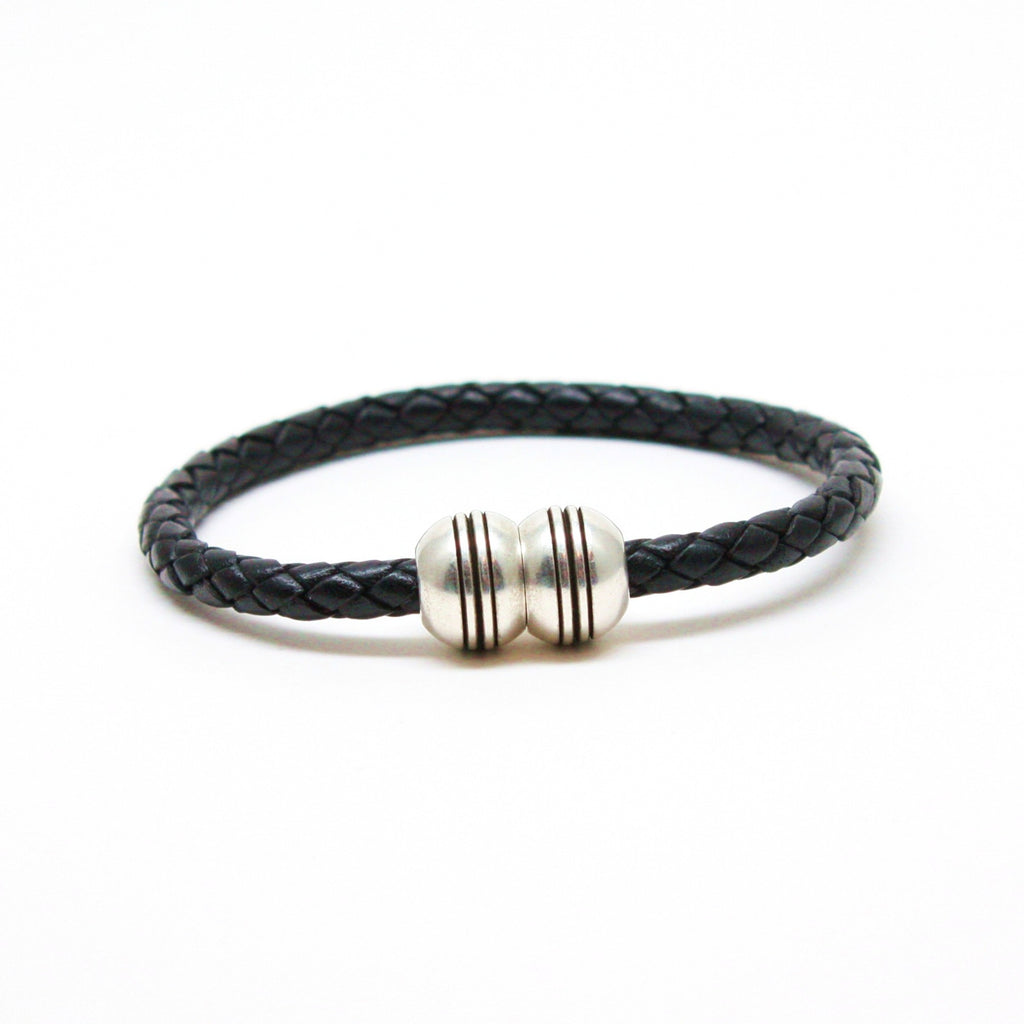 Braided Leather Hemisphere Bracelets