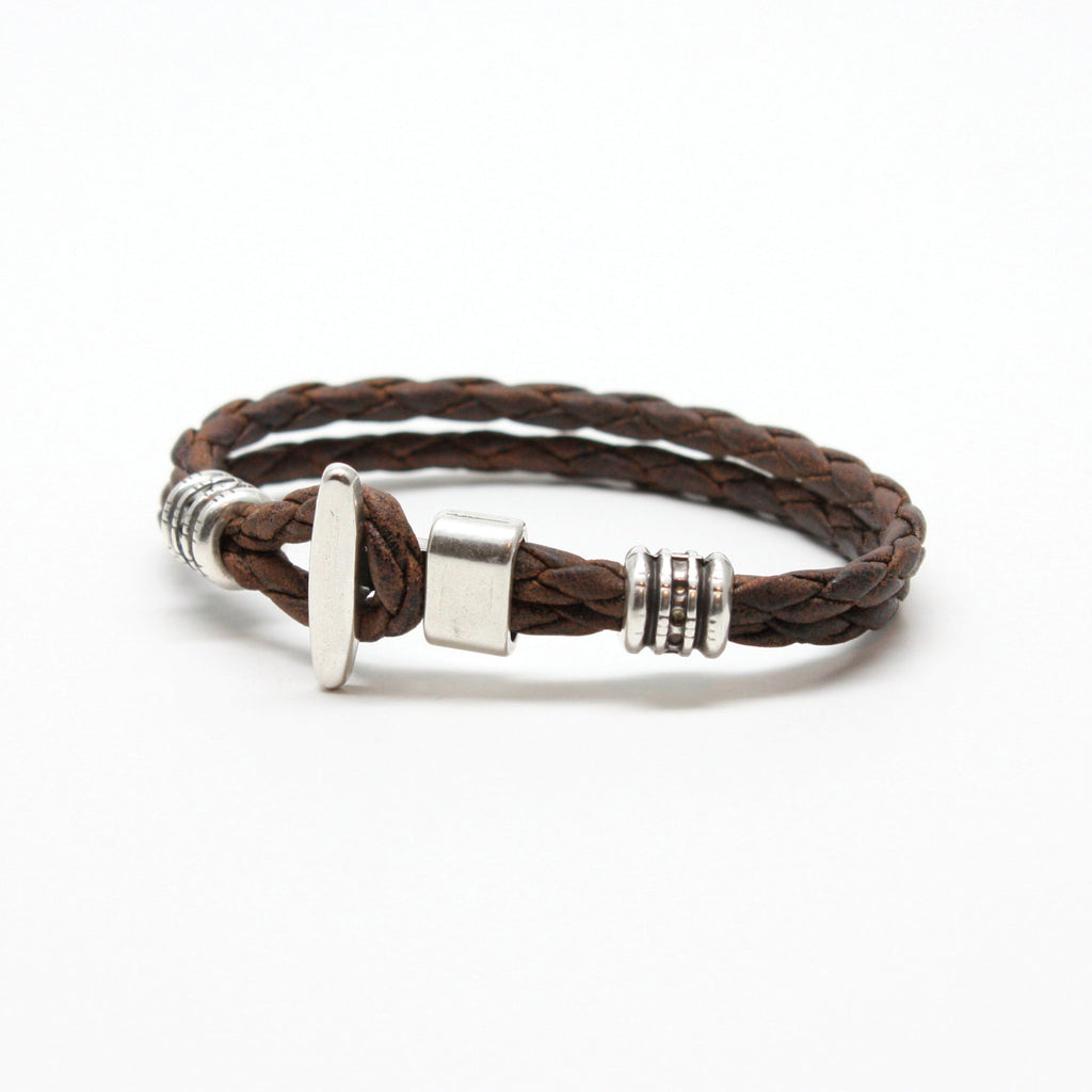 Braided Leather "Phoenix" Bracelet - Brown