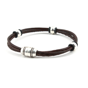 Braided Leather Trinity Bracelet - Brown