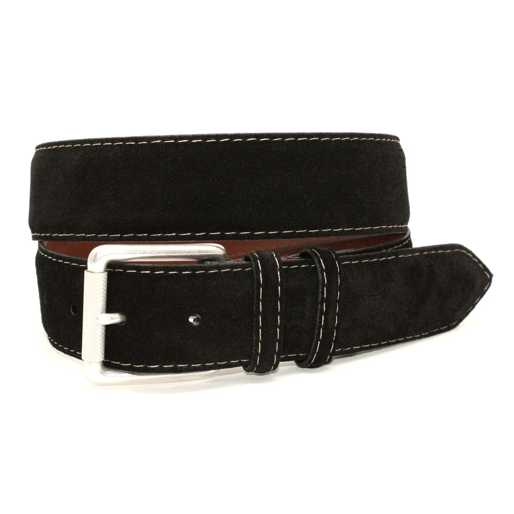 European Sueded Calfskin Belt - Black