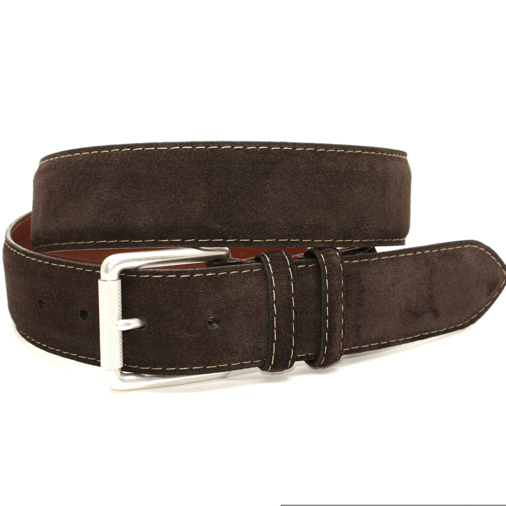 European Sueded Calfskin Belt - Brown