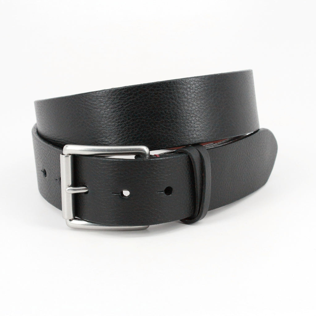 Italian Burnished Shrunken Calfskin Belt - Black