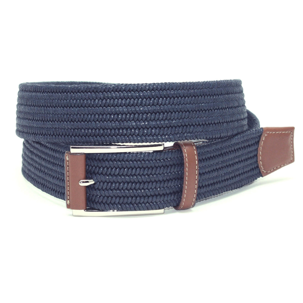 Italian Mini Woven Cotton Stretch Belt - Navy