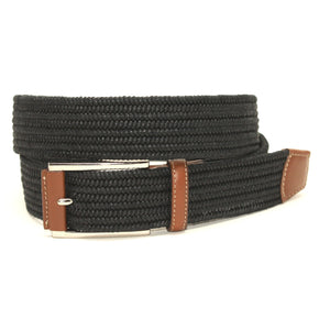 Italian Mini Woven Cotton Stretch Belt - Black