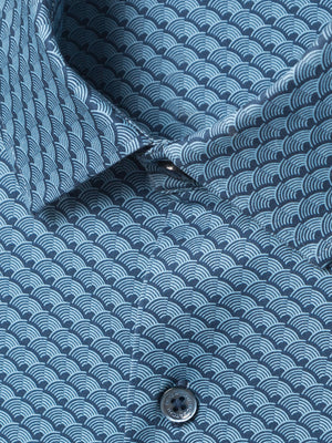 OoohCotton Tech Long Sleeve Shirt - Steel Scallop Print