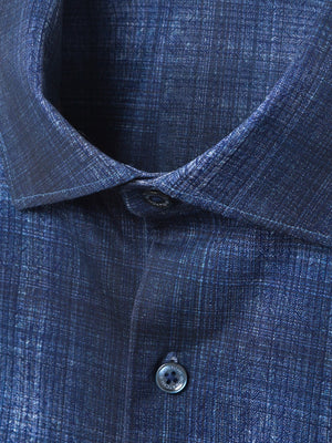 OoohCotton Tech Long Sleeve Shirt - Night Blue Check Print