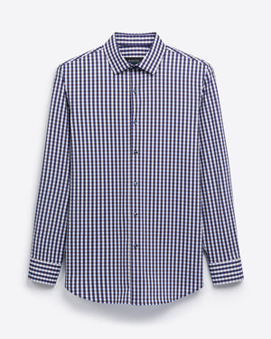 OoohCotton Tech Long Sleeve Shirt - Navy Fancy Check