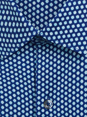 OoohCotton Tech Long Sleeve Shirt - Navy Geometric
