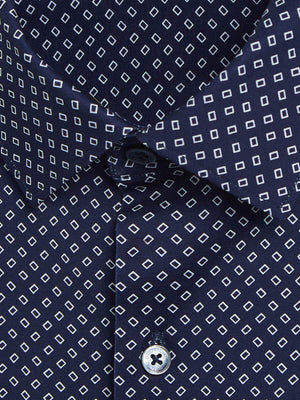 OoohCotton Tech Long Sleeve Shirt - Navy Geometric 2